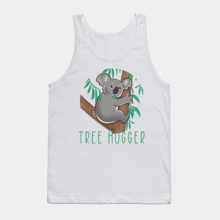 Cute koala nomming on leaves illustration Tree Hugger Tank Top